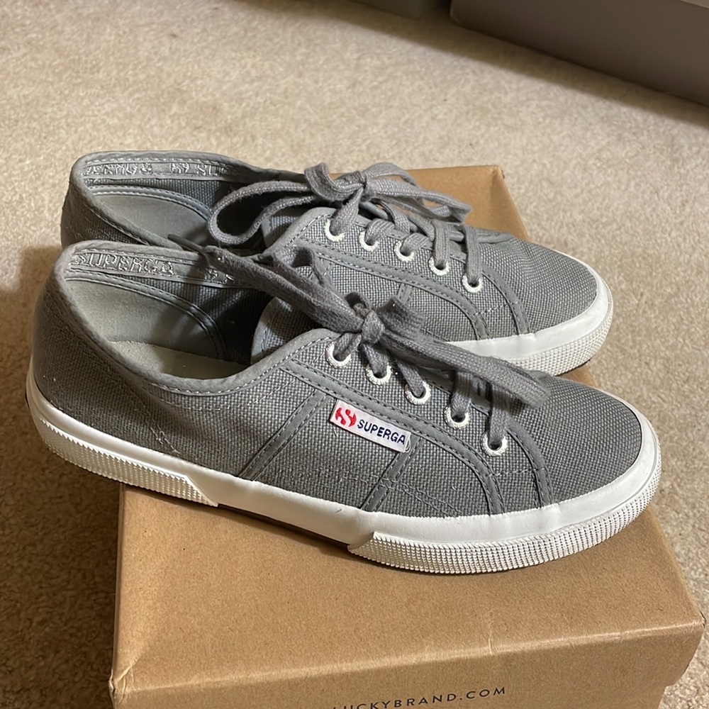 Superga classic sneakers gray cotton tennis shoes Size 7.5